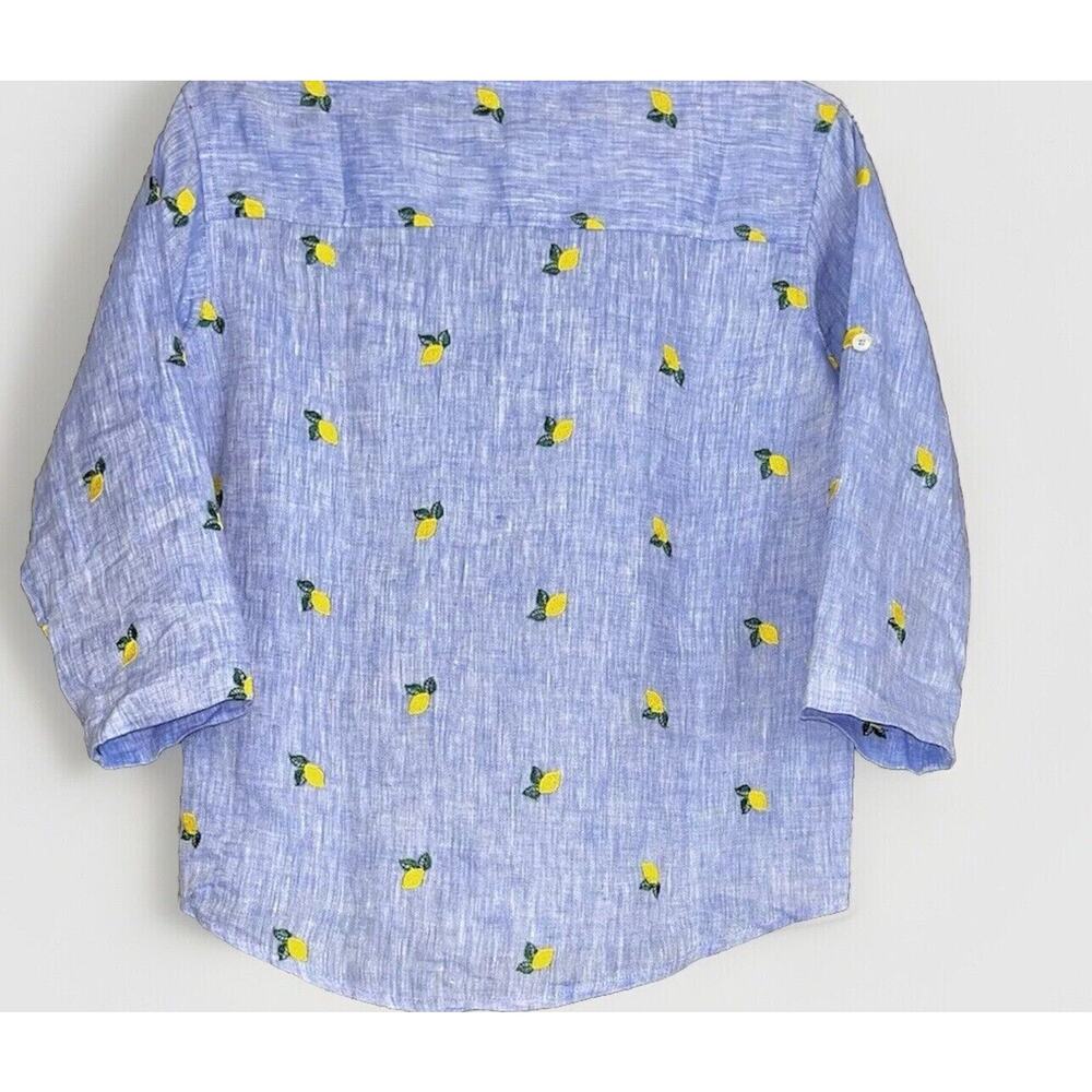 Idillio Positano Youth Embroidered Lemon Quarter Sleeve Linen Button Up Size XXL - Picture 2 of 9